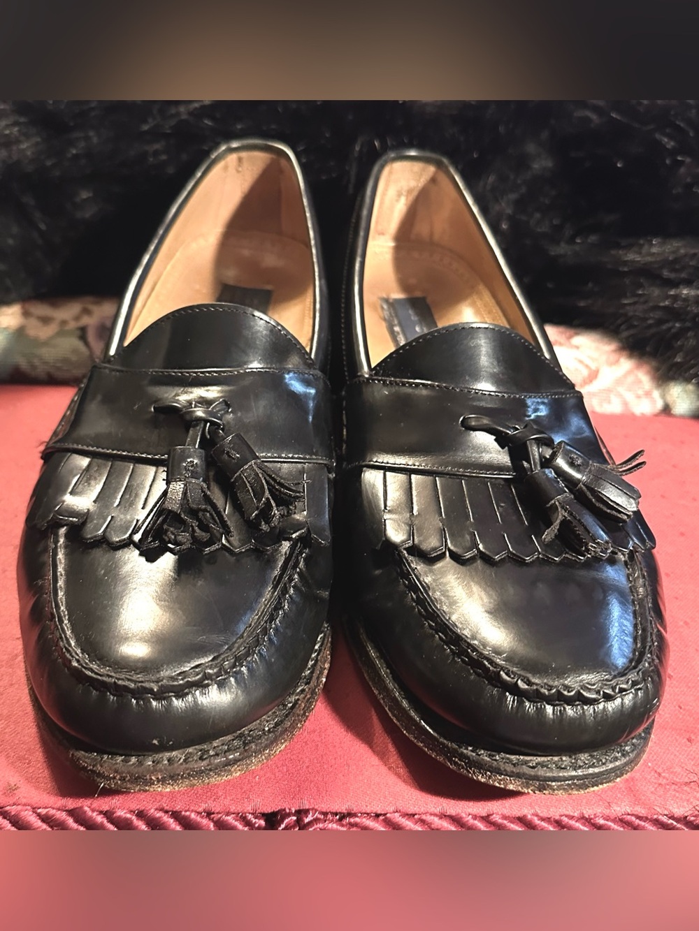 Bostonian Black Leather Tassel Kiltie Loafers